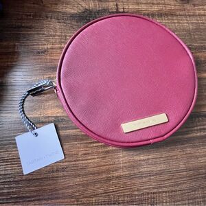 Tartan & Twine Burgundy Small Round Clutch Makeup Bag Brand New With Tags